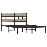 Metal Bed Frame without Mattress Sonoma Oak 140x200 cm