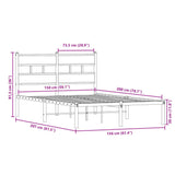 Metal Bed Frame without Mattress Sonoma Oak 150x200 cm King Size