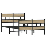 Metal Bed Frame without Mattress Sonoma Oak 120x190 cm Small Double
