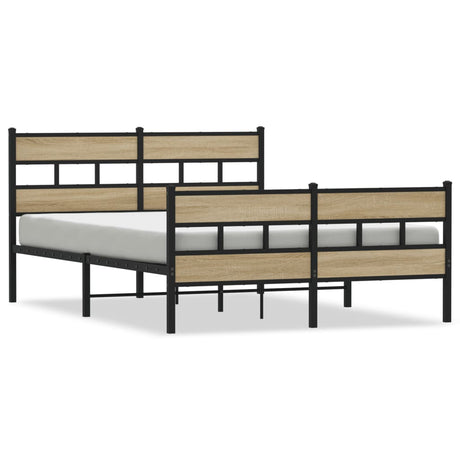 Metal Bed Frame without Mattress Sonoma Oak 140x200 cm