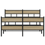 Metal Bed Frame without Mattress Sonoma Oak 140x200 cm