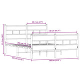 Metal Bed Frame without Mattress Sonoma Oak 140x200 cm