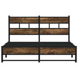 Metal Bed Frame without Mattress Smoked Oak 140x190 cm