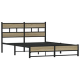 Metal Bed Frame without Mattress Sonoma Oak 140x190 cm