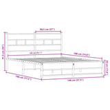 Metal Bed Frame without Mattress Sonoma Oak 140x190 cm