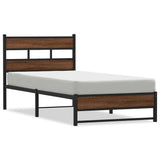 Metal Bed Frame without Mattress Brown Oak 100x190 cm