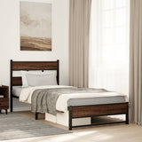 Metal Bed Frame without Mattress Brown Oak 100x190 cm
