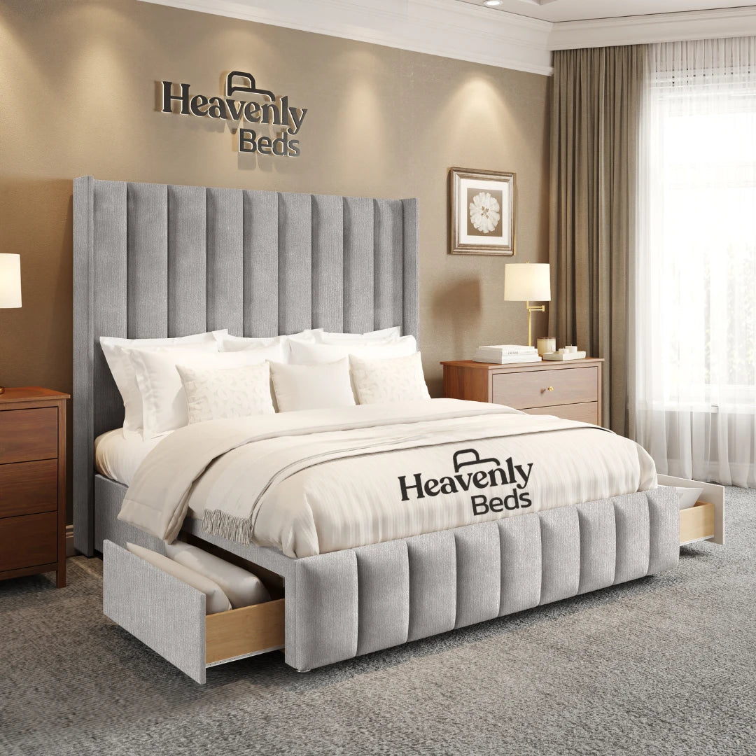 Aero Wingback Divan Bed With Drawer Storage - Heavenlybeds