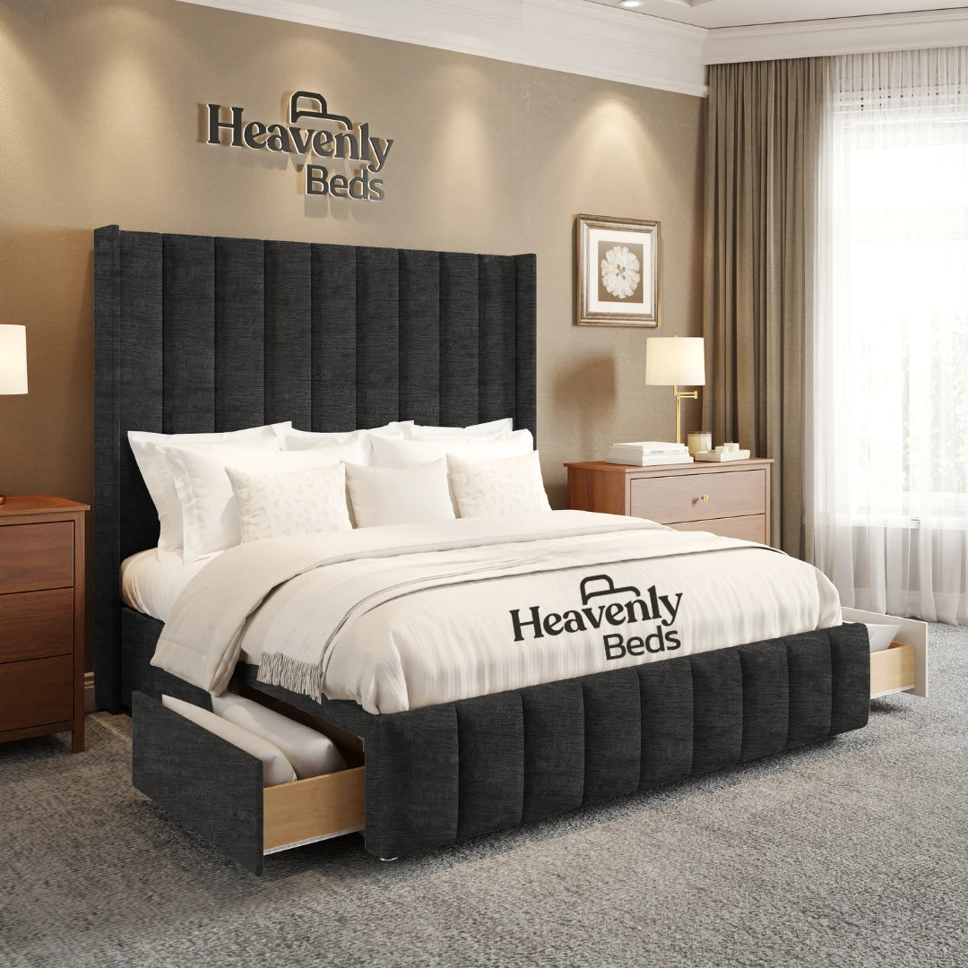 Aero Wingback Divan Bed With Drawer Storage - Heavenlybeds
