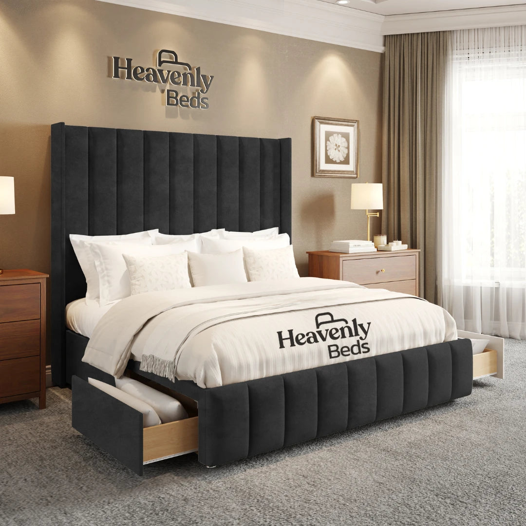 Aero Wingback Divan Bed With Drawer Storage - Heavenlybeds