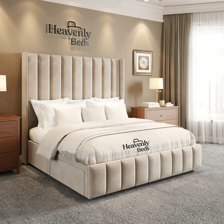 Aero Wingback Divan Bed With Drawer Storage - Heavenlybeds