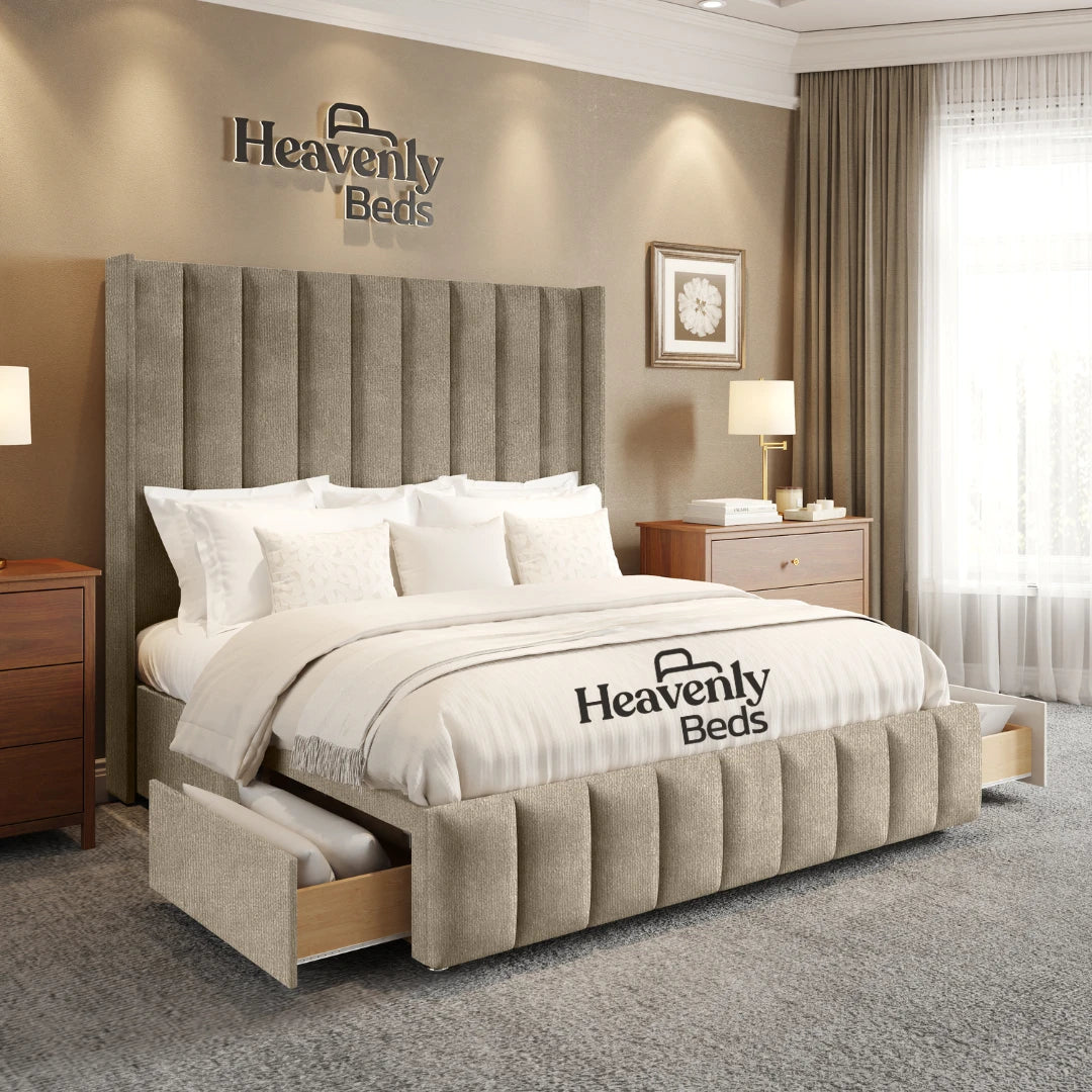 Aero Wingback Divan Bed With Drawer Storage - Heavenlybeds