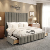 Aero Wingback Divan Bed With Drawer Storage - Heavenlybeds