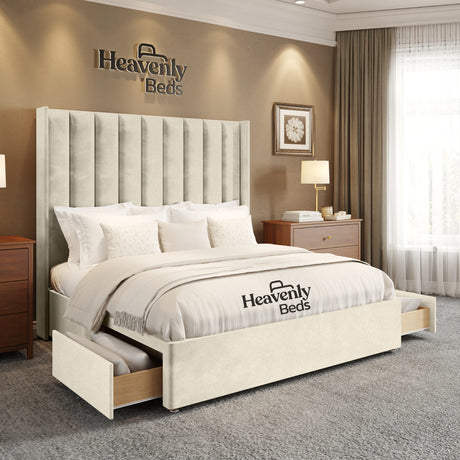 Anya Wingback Divan Bed With Drawer Storage - Heavenlybeds