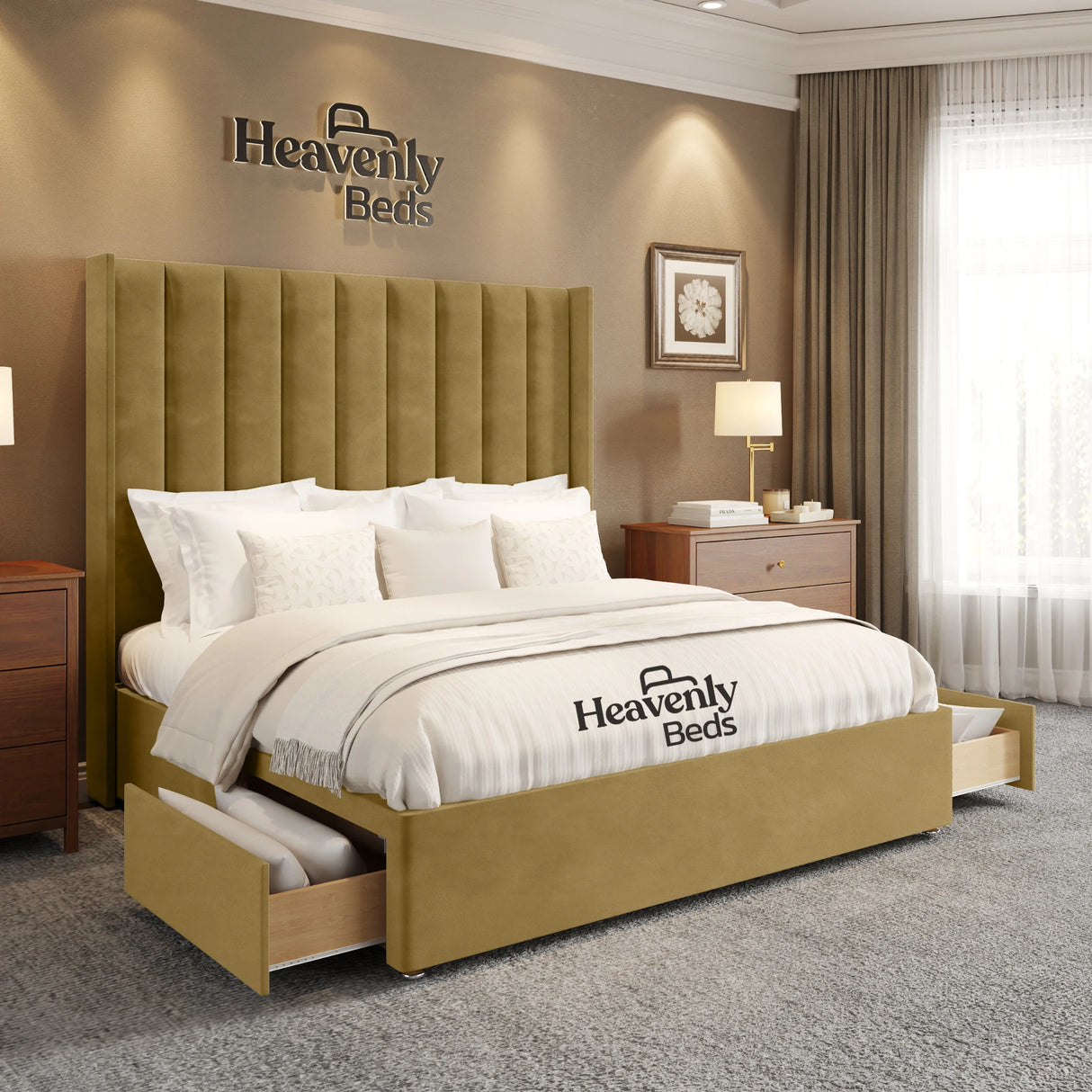 Anya Wingback Divan Bed With Drawer Storage - Heavenlybeds