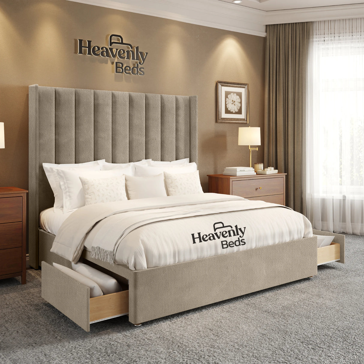 Anya Wingback Divan Bed With Drawer Storage - Heavenlybeds