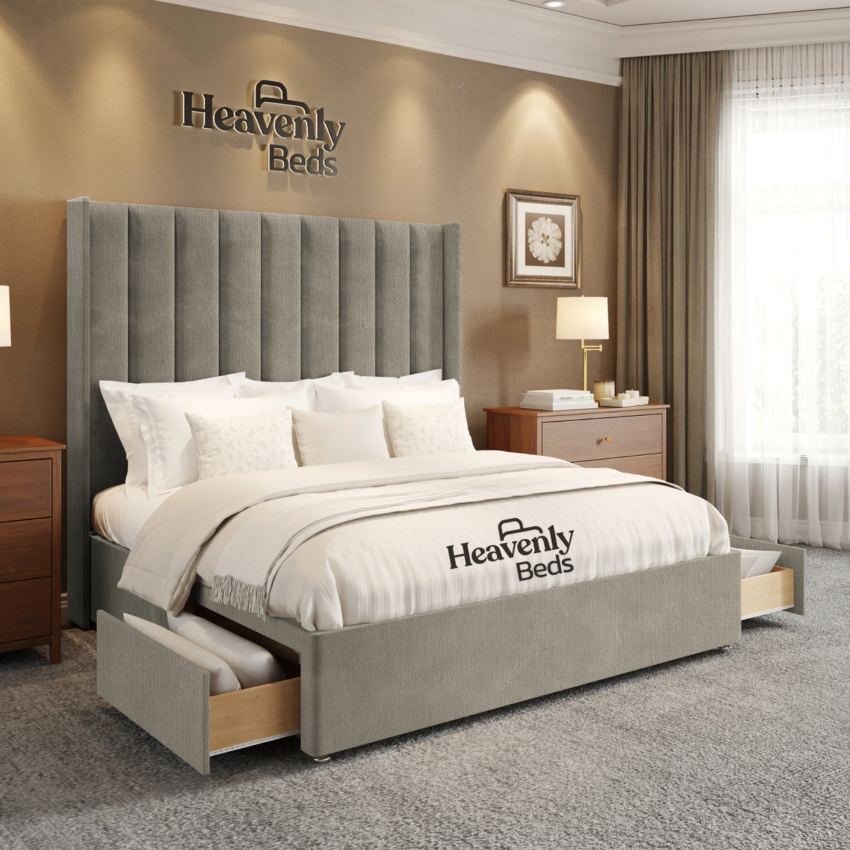 Anya Wingback Divan Bed With Drawer Storage - Heavenlybeds