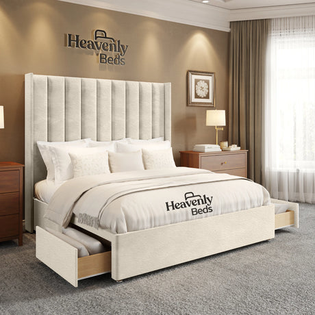 Anya Wingback Divan Bed With Drawer Storage - Heavenlybeds