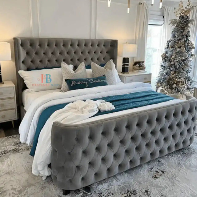 Zuric Luxury Padded Curved Wingback Bed Frame - Heavenlybeds