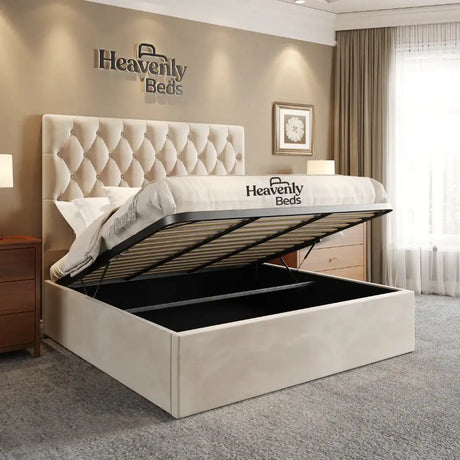 Upholstered Storage Bed Frame - Metal Gas Lift Storage