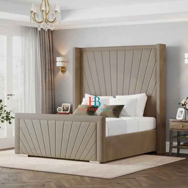 Monaco Wingback Panel Platform Bed Frame