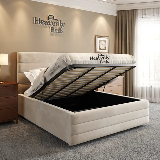 Upholstered Storage Bed Frame with metal gas lift storage