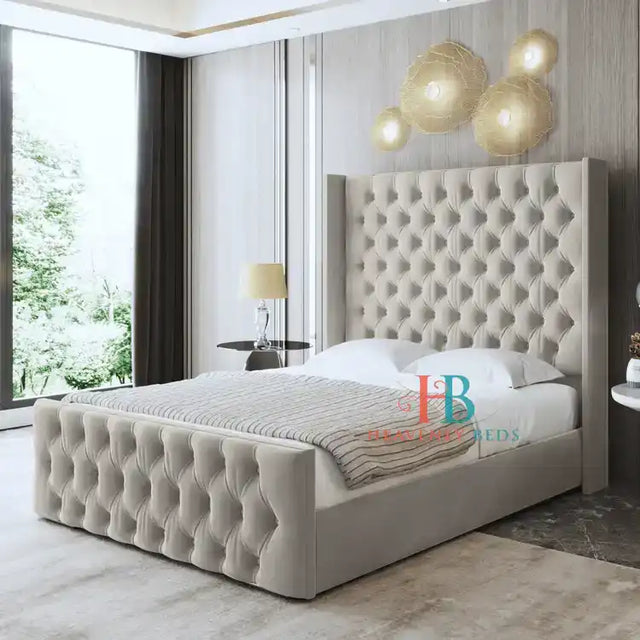 Tiffany Wingback Bed Frame Choose Your Base Height - Heavenlybeds