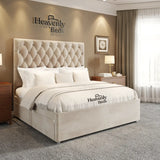 Divan Bed With Drawer Storage - King Size Bed in CreamPlushVelvet