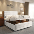 Storage bed with divan ottoman - White Plush Velvet
