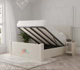 cream bed with storage in kingsize made by heavenlybeds