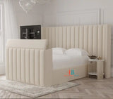 Rita Oversized Headboard TV Storage Bed Frame - Heavenlybeds