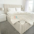 Winged High Bed Frame in cream naples with 18" Side Rails