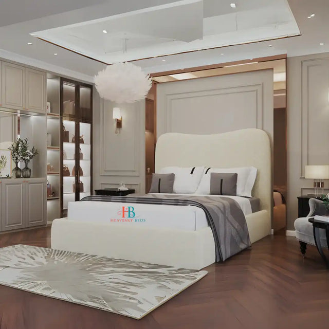 Texas Boucle Bubble Teddy Fabric Storage Bed Frame - USA - Heavenlybeds