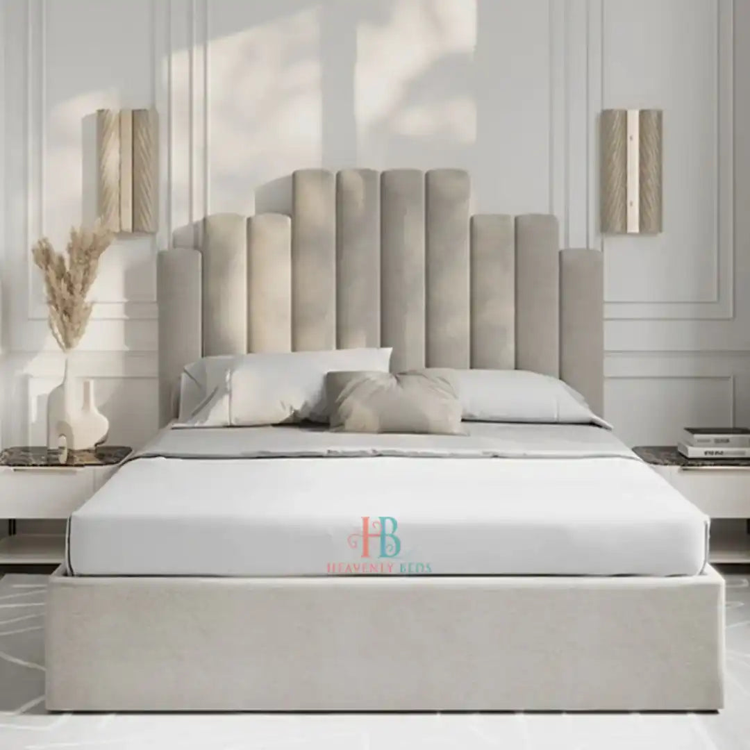 Deco Bedframe in cream plush velvet