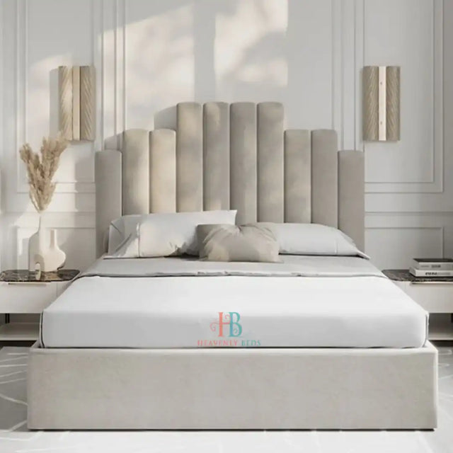 Deco Bedframe in cream plush velvet