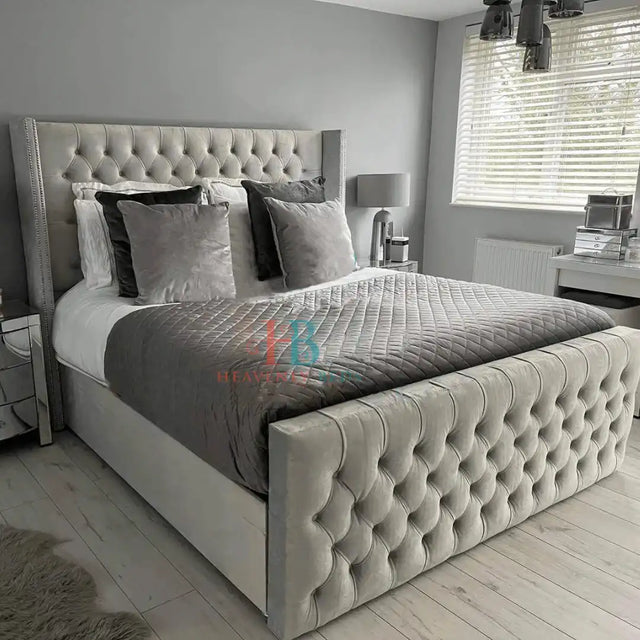Mila Wingback Storage Bed Choose Your Base Height - Heavenlybeds