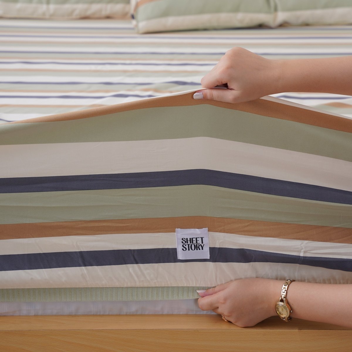 Ackly Bamboo Harmony Stripe Full Bedding Set