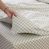 Ackly Bamboo - Sage Green Checkerboard Duvet Cover