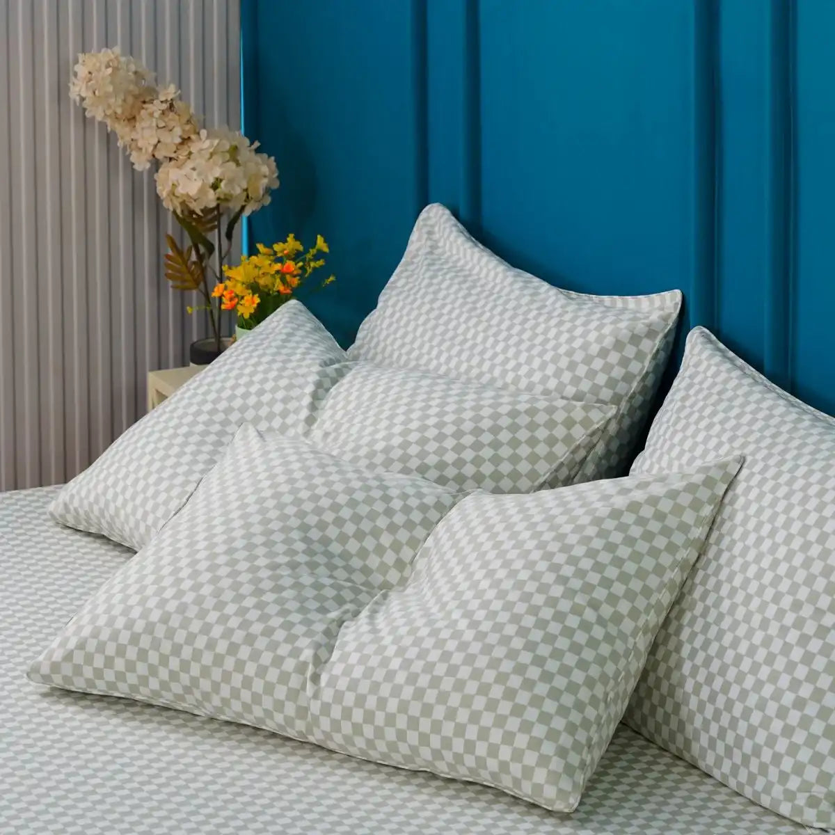 Ackly Bamboo - Sage Green Checkerboard Pillowcases Pair