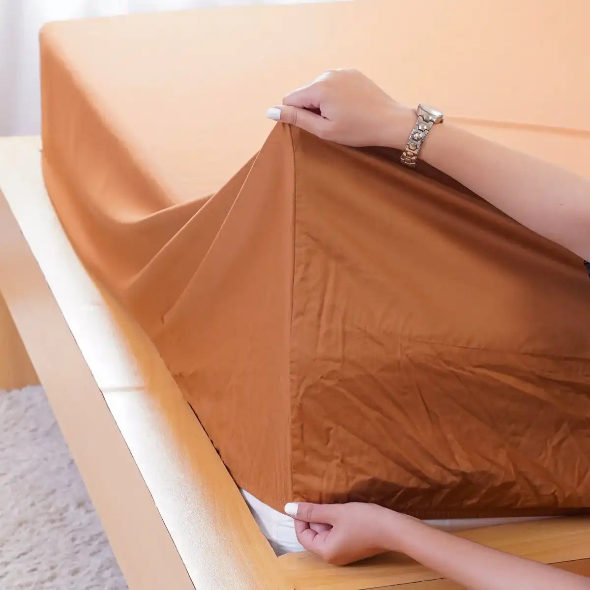 Ackly Bamboo - Terracotta Orange Fitted Sheet
